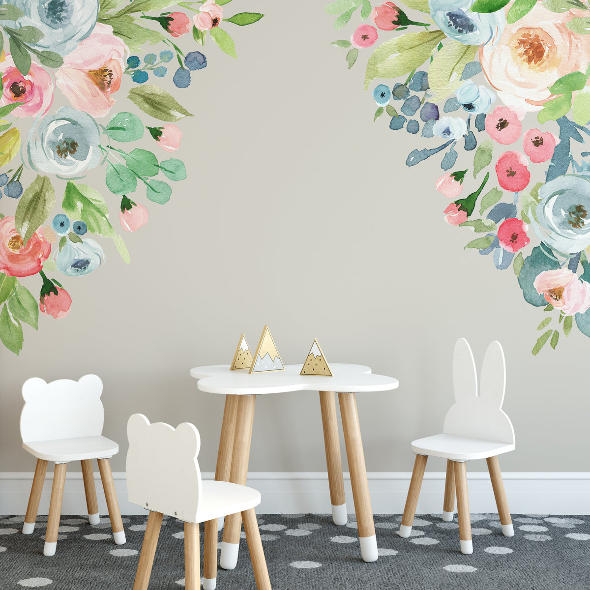 Floral Wall Decal Corners DANY Watercolor Flowers Decal Girl