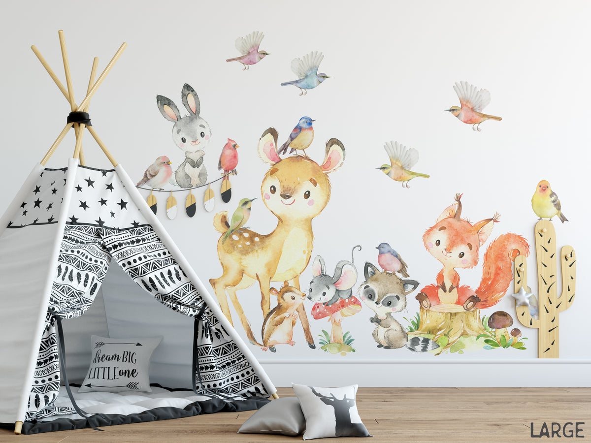 Woodland ANIMALS Nursery Wall Decals Cute Forest Friends Set 1 – Sono Luna