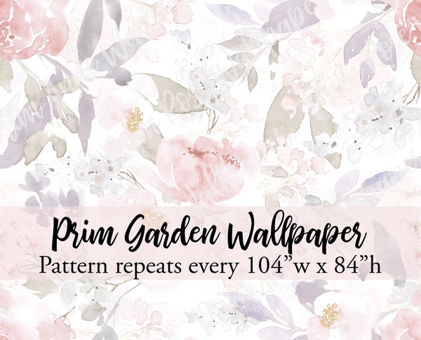 PRIM GARDEN Floral Wallpaper Pink Watercolor Removable Nursery Décor