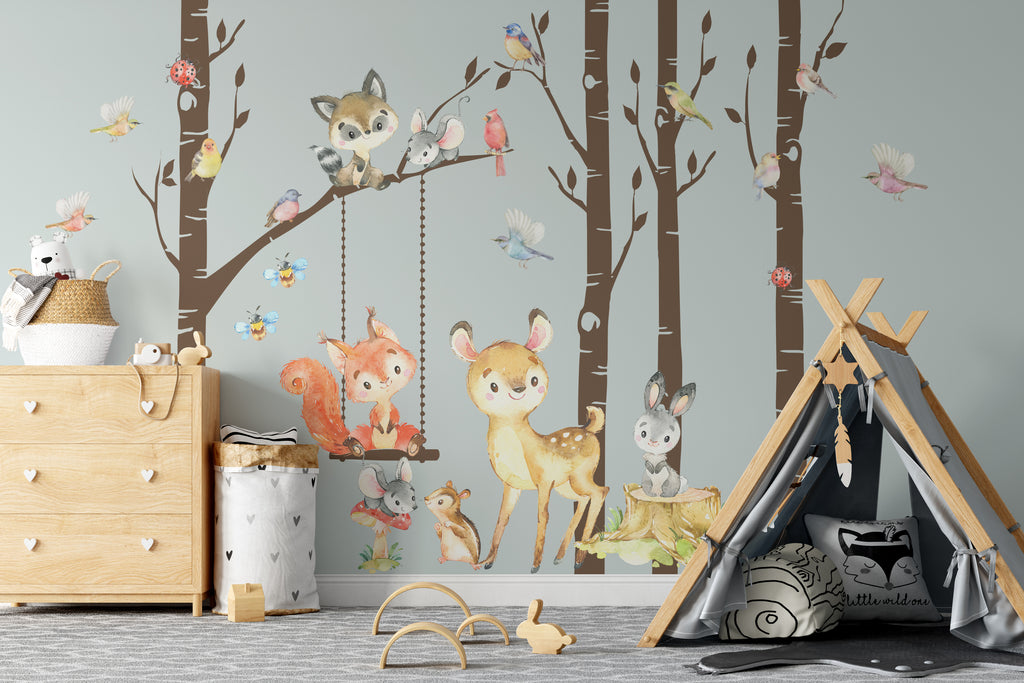 SAMPLES Woodland Nursery Decor Trees Forest Animals Fox Deer