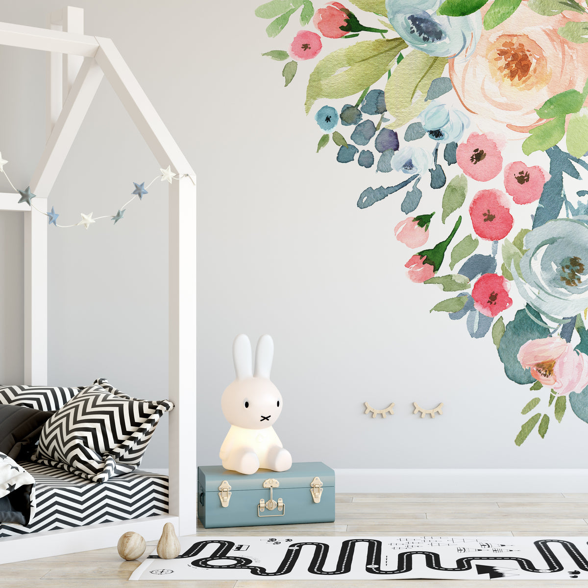 Floral Wall Decal Corners DANY Watercolor Flowers Decal Girl Nursery D ...