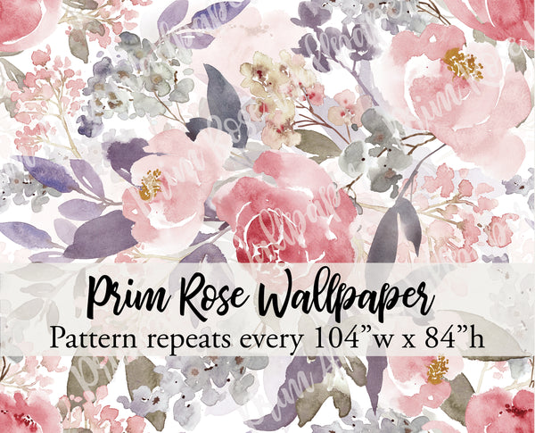 FABRIC Wallpaper PRIM ROSE Floral Pink Peel & Stick Nursery Décor