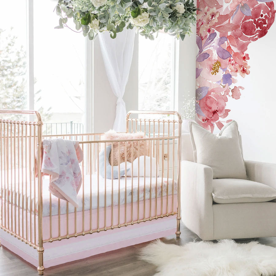 Wall Decal PRIM PINK Corners Watercolor Flowers Decal Girl Nursery Dec ...