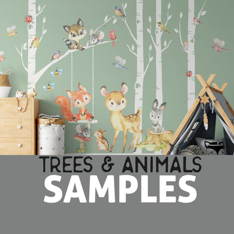 SAMPLES Woodland Nursery Decor Trees Forest Animals Fox Deer