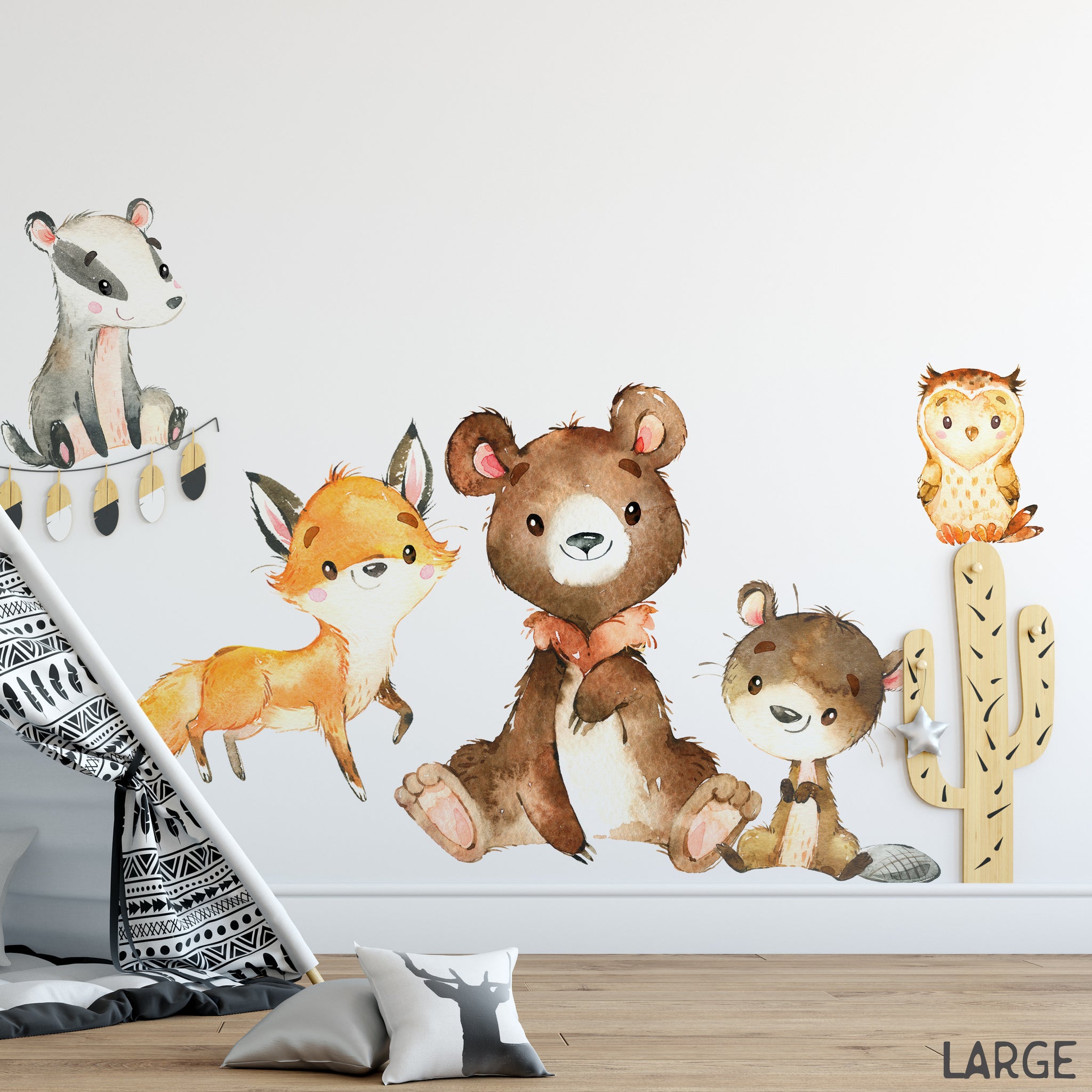 Woodland Animal Wall Decals - Fox, Deer, Butterfly Forest Stickers, Peel & Stick, For Nursery, Playroom - View #3
