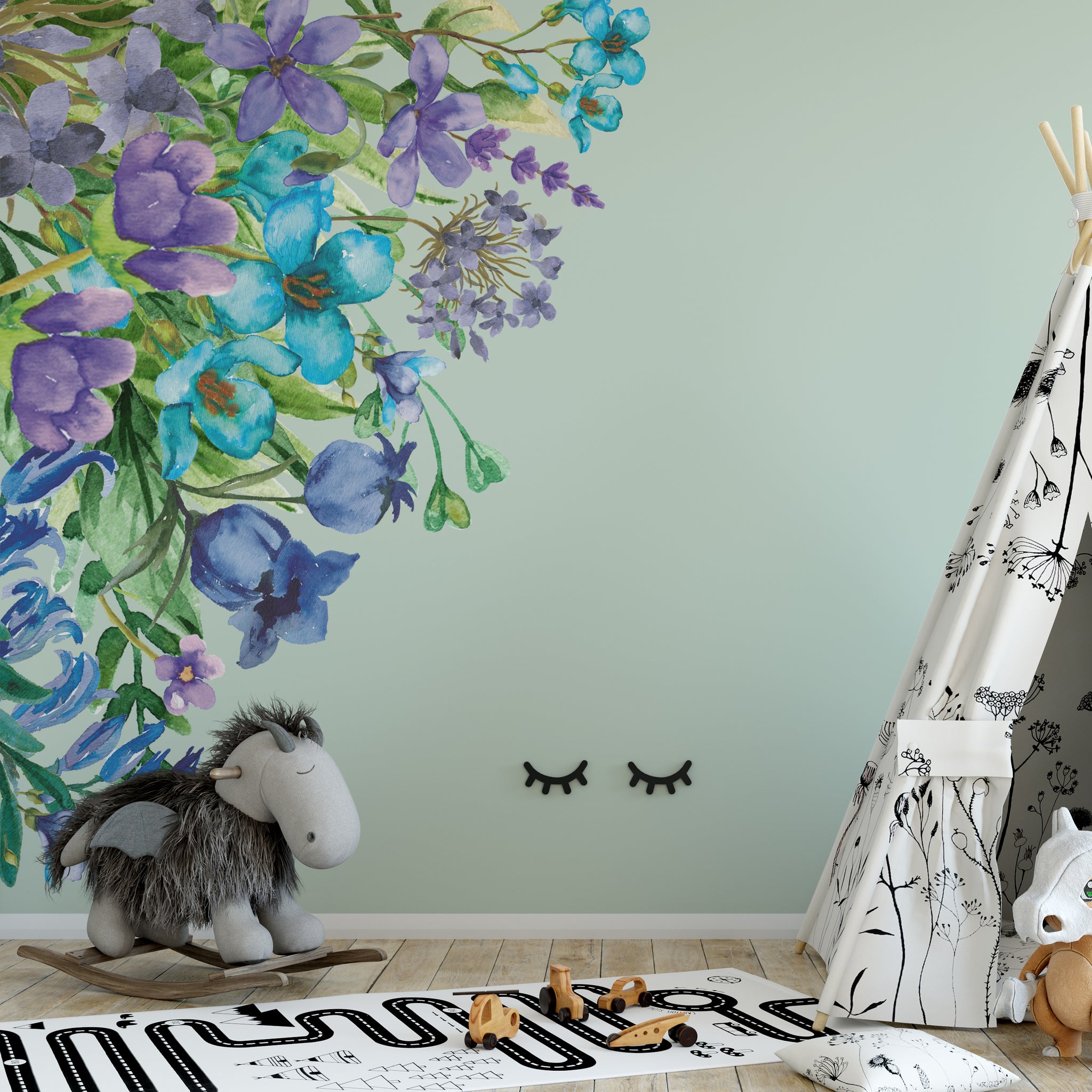 Cute Koala With Flowers Colourful Bedroom Wall Vinyl Sticker Decals s433