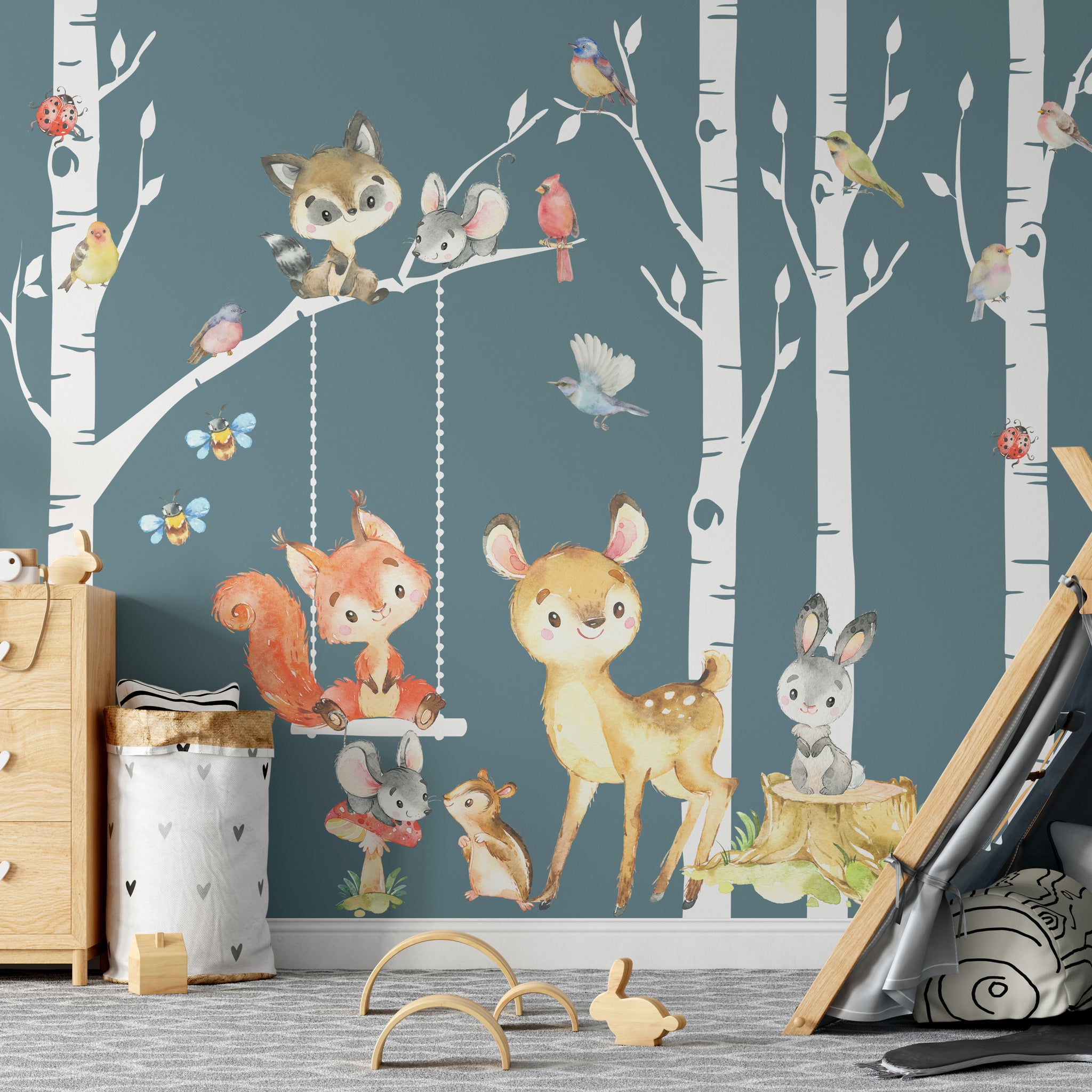 Birch Trees Wall Decal and Woodland Animals, Birch Trees Sticker, Trees and Forest Animals Wall hotsell Decal, Owls Squirrels and Deer Wall Decal